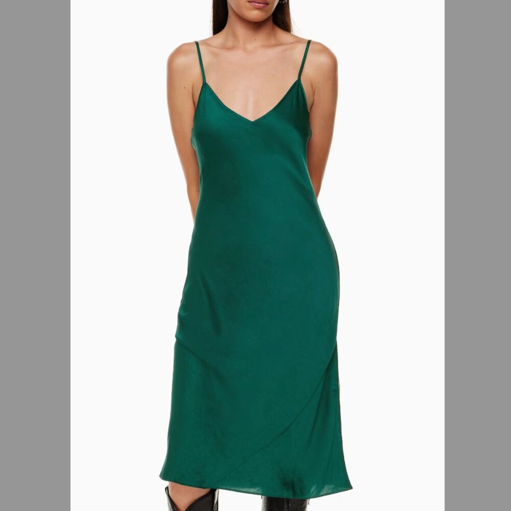 LOOKING FOR ** Aritzia Wilfred Only Slip Satin Midi Dress Color Green Size XXS *